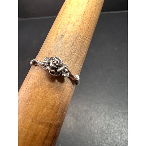 Vintage sterling silver rose ring size 7 - Picture 14 of 16